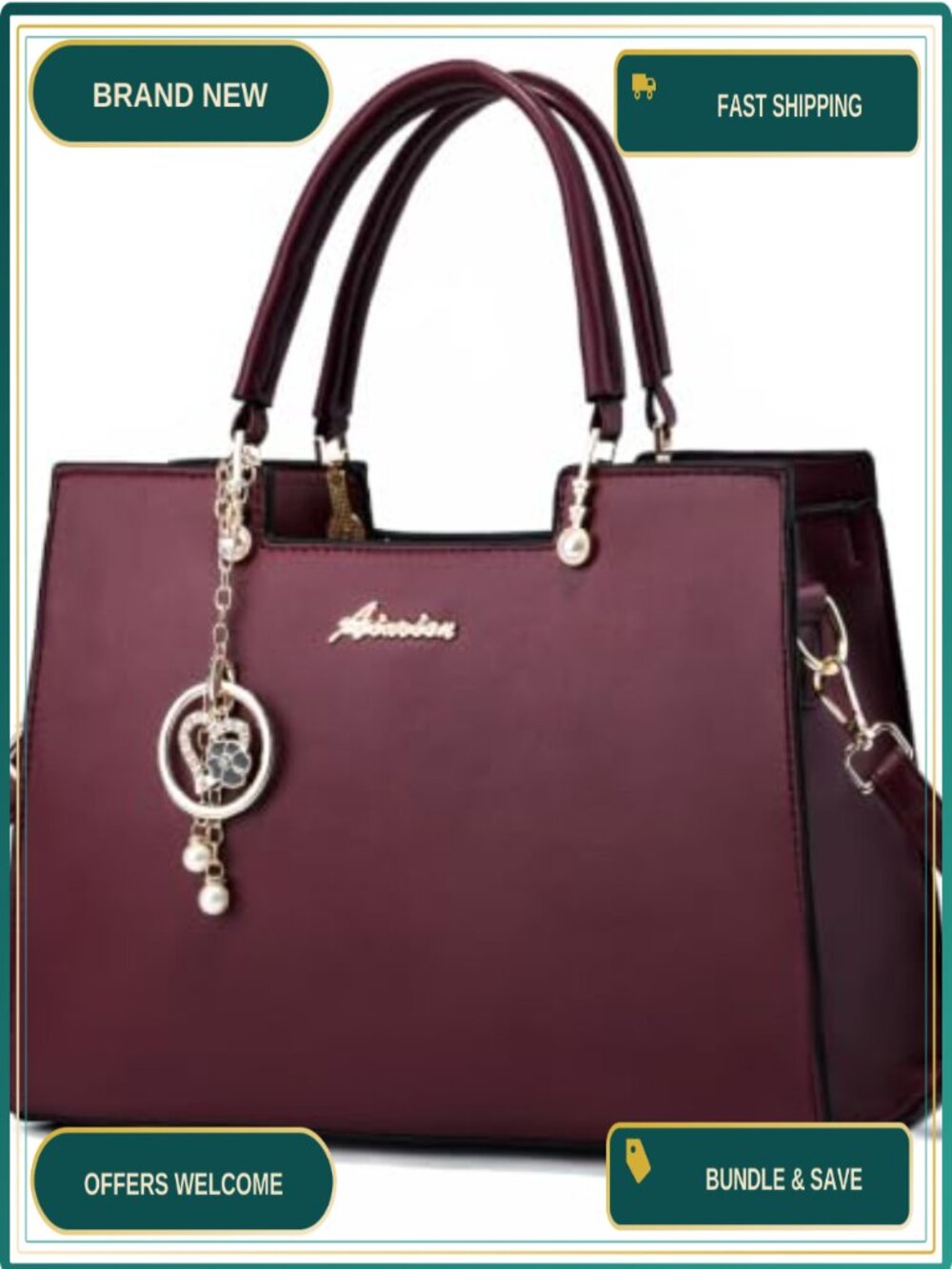 PU Leather Satchel Tote Crossbody Top Handle Bag with Zipper